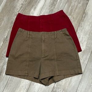 2 Universal Thread Red and khaki Brown Women's Shorts flat front